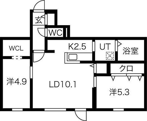 北海道札幌市白石区本通19丁目南(賃貸マンション2LDK・1階・54.47㎡)の写真 その2