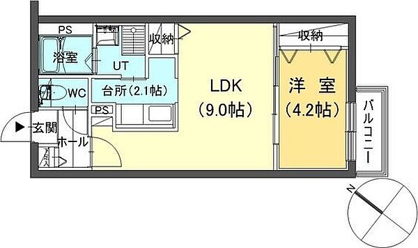 北海道札幌市白石区菊水三条2丁目(賃貸マンション1LDK・4階・36.12㎡)の写真 その2