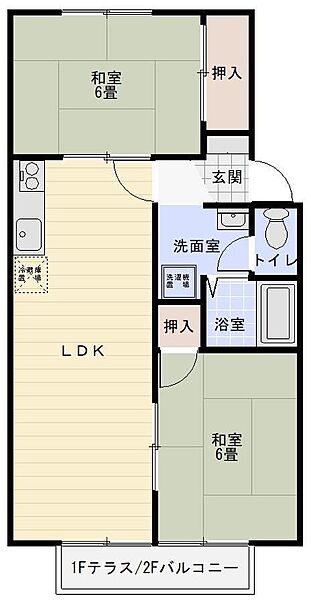 セジュールパル95　C 102｜鳥取県米子市道笑町4丁目(賃貸アパート2LDK・1階・56.00㎡)の写真 その2