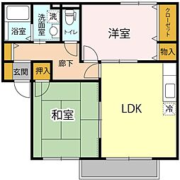 あかしやB 2LDKの間取図画像
