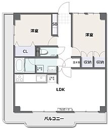 グランディオス米子 2LDKの間取図画像