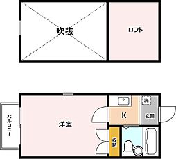 ベルトピア錦町 1Kの間取図画像