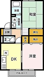 ルミエール福原2 2DKの間取図画像