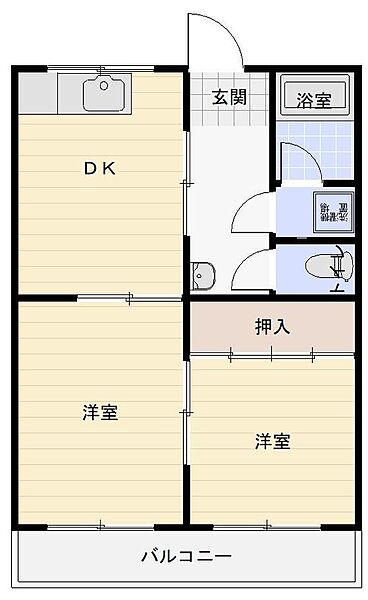 新開XVIII 205｜鳥取県米子市新開5丁目(賃貸アパート2DK・2階・40.00㎡)の写真 その2