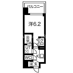 ワールドアイ梅田WEST 2階1Kの間取り