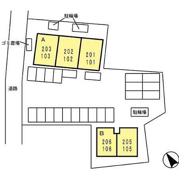 サンフローラ一ツ葉Ｂ棟 205｜宮崎県宮崎市新別府町(賃貸アパート2LDK・2階・55.44㎡)の写真 その4