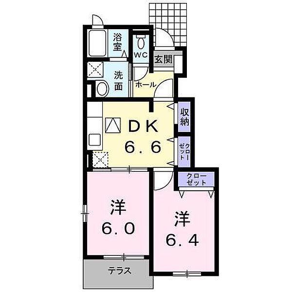 ベル・デーア　III 102｜宮崎県宮崎市大塚町馬場崎(賃貸アパート2DK・1階・46.24㎡)の写真 その2