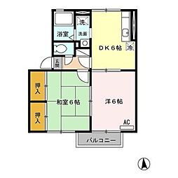 ファミール小春の里B 2DKの間取図画像