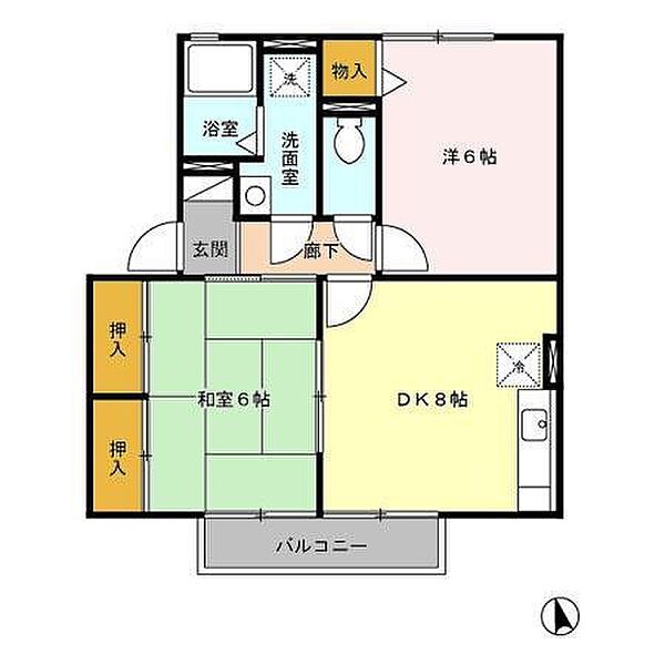 セジュールシャルマンＡ 201｜宮崎県宮崎市大塚町(賃貸アパート2DK・2階・48.79㎡)の写真 その2