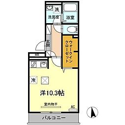 ウエストヴィレッジ2A ワンルームの間取図画像