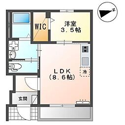 ポニョ・コンフィート 1LDKの間取図画像