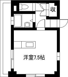 エレガンスメゾン6B ワンルームの間取図画像