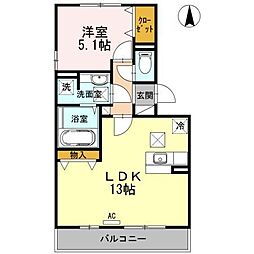 フローリッシュ平和台 1LDKの間取図画像