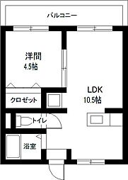 恒南コーポ 1LDKの間取図画像