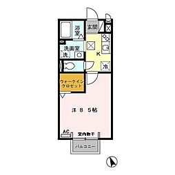 シャトル岬 1Kの間取図画像