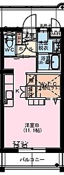 Vivido arcobaleno(ビビッド アルコバレーノ ワンルームの間取図画像