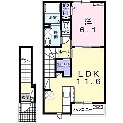 リナセント  1LDKの間取図画像