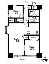 扶桑ハイツ南太田 2LDKの間取図画像