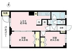 塚越住宅 2LDKの間取図画像