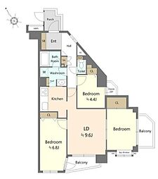 クリオ向ヶ丘遊園壱番館 3LDKの間取図画像