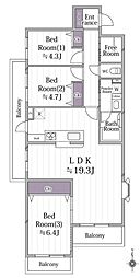 藤和ライブタウン中山3号棟 3LDKの間取図画像
