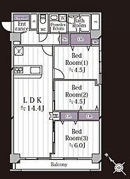 富岡真和コーポ 3LDKの間取図画像