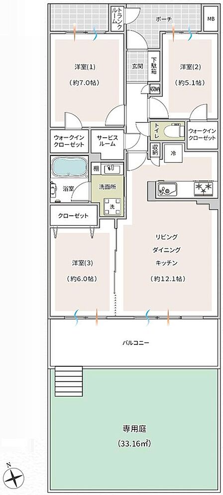3LDK 間取り