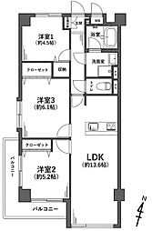 チュリス鎌倉 3LDKの間取図画像