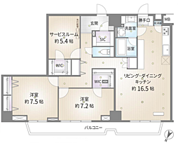 伊勢佐木町レインボーマンション 2SLDKの間取図画像