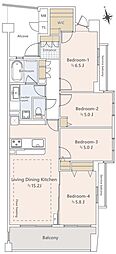 ルネサンス宮前ハーモニープレイス 4LDKの間取図画像