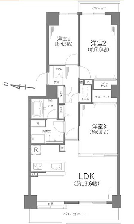 3LDK 間取り