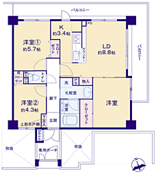 ライオンズマンション藤沢第5 3LDKの間取図画像