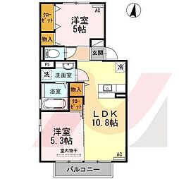 ブライトコート花繰B 2LDKの間取図画像