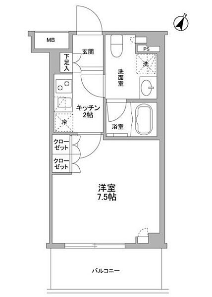 フレアージュ白金台 ｜東京都品川区上大崎1丁目(賃貸マンション1K・1階・25.37㎡)の写真 その2