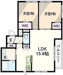 上北沢レジデンス 2LDKの間取図画像