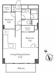 麻布東町マンション 2LDKの間取図画像