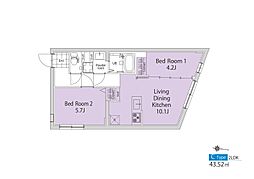 ロータリー祐天寺第2 2LDKの間取図画像