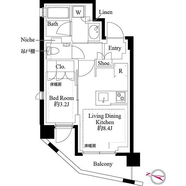 東京都品川区上大崎3丁目(賃貸マンション1LDK・1階・31.68㎡)の写真 その2