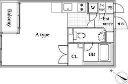 レジディア目黒2 ワンルームの間取図画像