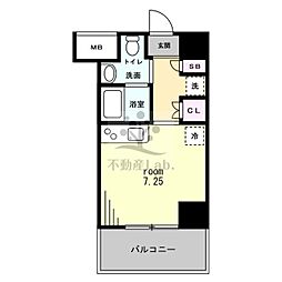 ルネ日本橋アネーロ ワンルームの間取図画像