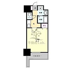 SWISS難波西 1Kの間取図画像
