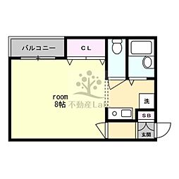 エクセル原口 1Kの間取図画像