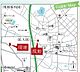 地図：郡山市大槻町の新築分譲住宅の現地案内図です。大槻小学校まで徒歩6分、大槻中学校まで徒歩14分と小中学校が近く、子育て世代に理想的な環境です。周辺には生活施設も充実しており、利便性の高い閑静な住宅街です