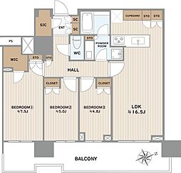 HARUMI FLAG SEA VILLAGEA棟 3LDKの間取図画像