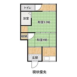 万方荘 2Kの間取図画像