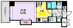 ルミエール交野 1DKの間取図画像
