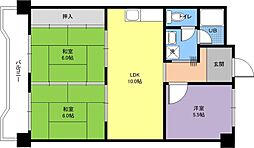 奥野マンション 3LDKの間取図画像