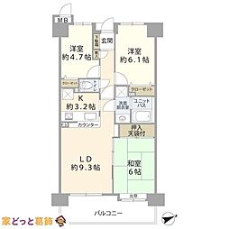草加氷川ローヤルコーポ 3LDKの間取図画像