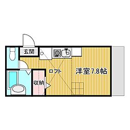 Golden Cross橋本 1階ワンルームの間取り