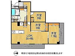プレジデント宝塚 2SLDKの間取図画像